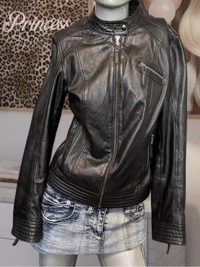 Genuine Leather Fitted Black leather Jacket
